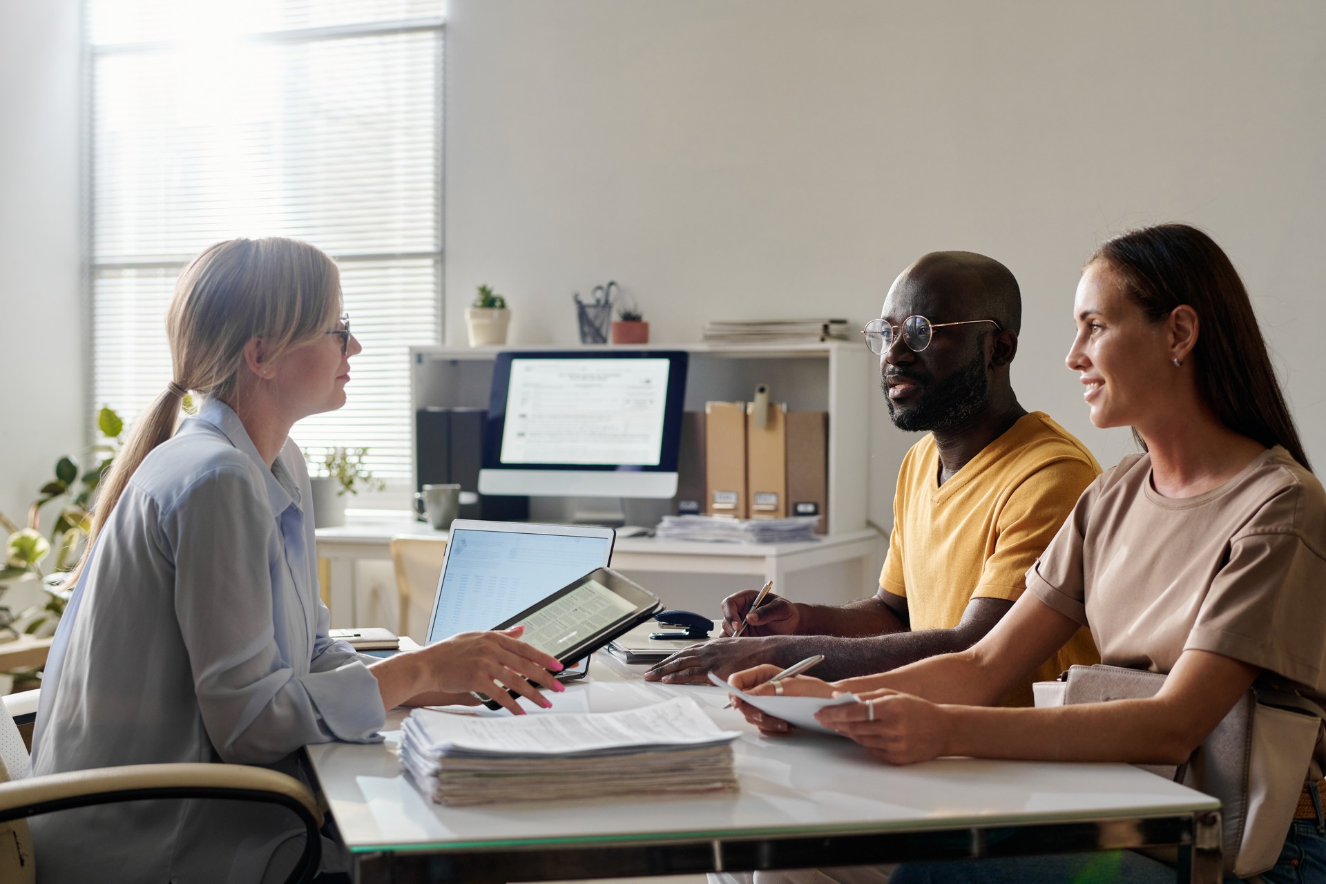 Couple having consultation with lawyer